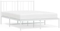 vidaXL Bettgestell, Bettrahmen mit Kopfteil Metall Wei&szlig; 160x200 cm