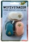 Folia Motivstanzer 7009 Weihnachts-Motivstanzer Motivlocher, 3er Set Sortiert, Stern,