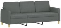vidaXL Sofa, 3-Sitzer-Sofa Dunkelgrau 180 cm Stoff