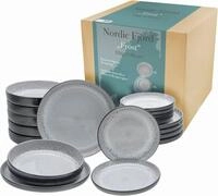 CreaTable Teller-Set Nordic Fjord (18-tlg), 6 Personen, Steinzeug, je 6 Speiseteller