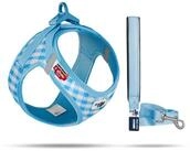 Curli Hunde-Geschirr Curli Vest Geschirr curli Clasp Air-Mesh Skyblue-Caro S & Leine