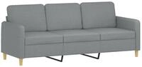vidaXL Sofa, 3-Sitzer-Sofa Hellgrau 180 cm Stoff
