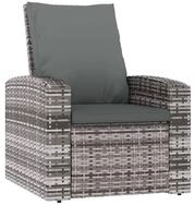 vidaXL Gartensessel, Outdoor Sessel Verstellbar mit Kissen Grau Poly Rattan