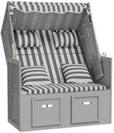 vidaXL Gartenliege, Strandkorb mit Kissen Poly Rattan und Massivholz Grau &...