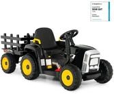 COSTWAY Elektro-Kindertraktor Aufsitztraktor, mit USB & abnehmbarem Anh&auml;nger