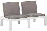 vidaXL Gartenbank Garten-Lounge-Bank mit Auflagen Kunststoff Wei&szlig; (1-St)