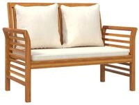 vidaXL Gartenbank Sofabank mit Cremewei&szlig;en Kissen Massivholz (1-St)