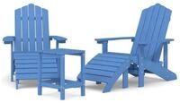 vidaXL Gartenstuhl Adirondack-Gartenst&uuml;hle mit Hocker & Tisch HDPE Aquamarin...