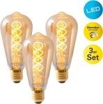n&auml;ve LED-Leuchtmittel Dilly, E27, 3 St., Warmwei&szlig;, Retro Leuchtmittel Filament