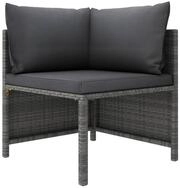 vidaXL Sofa, 4-Sitzer-Gartensofa mit Kissen Grau Poly Rattan