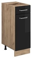 Vicco Unterschrank R-Line, Schwarz Hochglanz/Goldkraft Eiche, 30 cm ohne