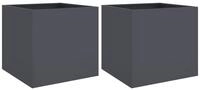 vidaXL Pflanzk&uuml;bel, Pflanzkasten 2 Stk. Anthrazit 49x47x46 cm Kaltgewalzter...