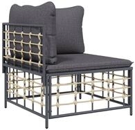 vidaXL Gartenlounge-Eckteil, Garten-Ecksofa mit Dunkelgrauen Kissen Poly Rattan