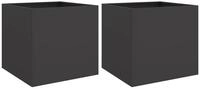vidaXL Pflanzk&uuml;bel, Pflanzkasten 2 Stk. Schwarz 49x47x46 cm Kaltgewalzter Stahl