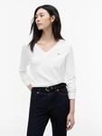 V-Ausschnitt-Pullover TOMMY HILFIGER "CO JERSEY STITCH V-NK SWEATER", Damen, Gr. XXS