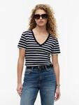 T-Shirt TOMMY HILFIGER "CODY V-NECK SHORT SLEEVE", Damen, Gr. S (36), blau (nos