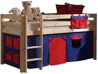 Lomadox Hochbett PINOO-12 Domino in Kiefer massiv natur lackiert 210/114/106 cm