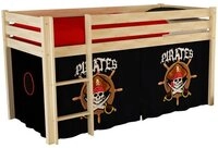 Lomadox Hochbett PINOO-12 Pirates in Kiefer massiv natur lackiert 210/114/106 cm