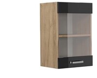 Vicco Glash&auml;ngeschrank R-Line, Schwarz Hochglanz/Goldkraft Eiche, 40 cm (1-St)