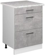 Vicco Unterschrank R-Line, Beton/Wei&szlig;, 60 cm mit Schubladen, AP Marmor (1-St)