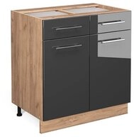 Vicco Unterschrank Fame-Line, Anthrazit Hochglanz/Eiche 80cm ohne Arbeitsplatte