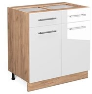 Vicco Unterschrank Fame-Line, Wei&szlig; Hochglanz/Goldkraft Eiche, 80 cm ohne