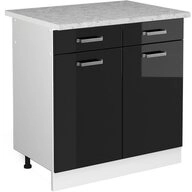 Vicco Unterschrank R-Line, Schwarz Hochglanz/Wei&szlig;, 80 cm, AP Marmor (1-St)