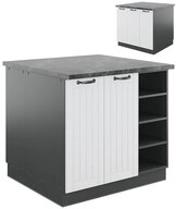 Vicco Unterschrank Fame-Line, Wei&szlig; Landhaus/Anthrazit/Anthrazit, 90 cm ohne