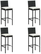vidaXL Gartenstuhl Garten-Barhocker mit Kissen 4 Stk. Schwarz Poly Rattan (4 St)