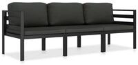 vidaXL Loungeset vidaXL 3-tlg. Garten-Lounge-Set mit Kissen Aluminium Anthrazit
