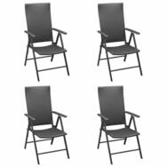 vidaXL Sitzgruppe vidaXL Klappst&uuml;hle, 4 St&uuml;ck, Polyrattan, Schwarz