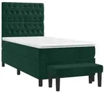vidaXL Bett Boxspringbett mit Matratze Dunkelgr&uuml;n 100x200 cm Samt