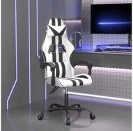 vidaXL Gaming-Stuhl, Gaming-Stuhl Drehbar Wei&szlig; und Schwarz Kunstleder
