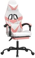 vidaXL Gaming-Stuhl Gaming-Stuhl mit Fu&szlig;st&uuml;tze Drehbar Wei&szlig; & Rosa...