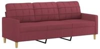 vidaXL Sofa, 3-Sitzer-Sofa Weinrot 180 cm Stoff