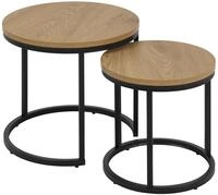 ACTONA GROUP Satztisch (2er-Set) in Wildeiche, schwarz, MDF, Stahl - 45x40x45...