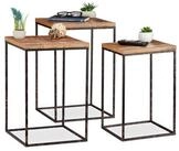 relaxdays Beistelltisch 3er Set Mangoholz