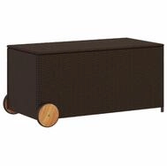 vidaXL Gartenbox, Gartentruhe mit Rollen Braun 190L Poly Rattan