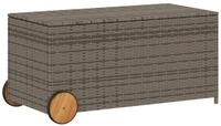 vidaXL Gartenbox, Gartentruhe mit Rollen Grau 190L Poly Rattan