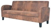 vidaXL Sofa, 3-Sitzer Sofa Kunstleder Wildleder-Optik Braun
