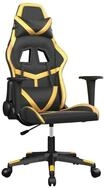vidaXL Gaming-Stuhl, Gamer Stuhl mit Massagefunktion Schwarz & Golden Kunstleder