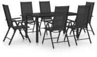 vidaXL Garten-Essgruppe 7-tlg. Garten-Essgruppe Aluminium Schwarz, (1-tlg)