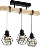 EGLO Deckenleuchte TOWNSHEND 5, Deckenlampe, Holz und Stahl, IP20, E27,