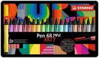 STABILO Faserstift STABILO Pen 68 MAX Filzstift - ARTY - 1-5 mm - 20er Metalletui