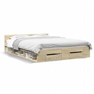 vidaXL Bettgestell, Bettrahmen mit Schubladen Sonoma-Eiche 160x200cm...