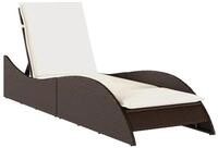 vidaXL Gartenliege Sonnenliege mit Auflage Braun 60x205x73 cm Poly Rattan, 1 St.
