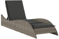 vidaXL Gartenliege Sonnenliege mit Auflage Grau 60x205x73 cm Poly Rattan, 1 St.