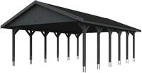 Skanholz Doppelcarport Wallgau, BxT: 620x900 cm, 215 cm Einfahrtsh&ouml;he, mit schwarzen