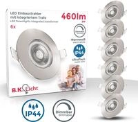 B.K.Licht LED Einbauleuchte 6er Set Bad Einbaustrahler, Dimmbar, IP44, LED