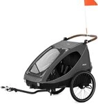 Hauck Fahrradkinderanh&auml;nger Dryk Duo - Melange Grey, 2in1 Fahrrad Anh&auml;nger f&uuml;r 2